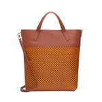 Braided Leather Tote Bag "Morasco" Brown and Mustard