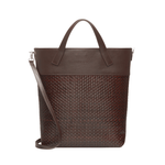 Braided Leather Tote Bag "Morasco" Dark Brown