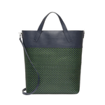 Braided Leather Tote Bag "Morasco" Navy and Green