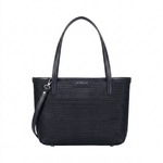 Braided Recycled Leather Handbag “Ban” - Navy