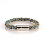 Round Leather and Cotton Bracelet Light Blue