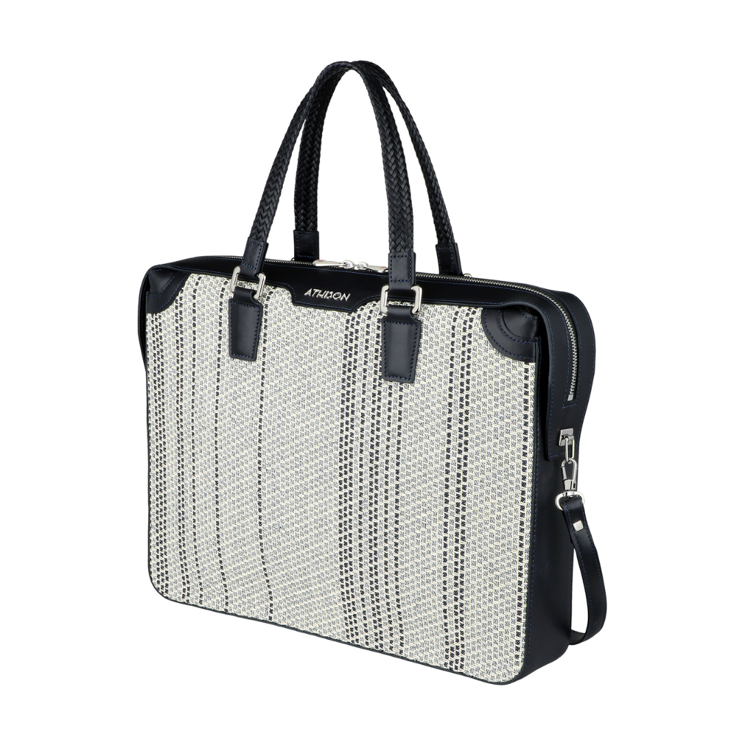 Borsa da lavoro in cotone intrecciato e denim "Premia Medium"