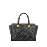 Braided Leather and Copper Handbag "Cistella" Black