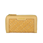 Portefeuille en cuir tressé et cuivre