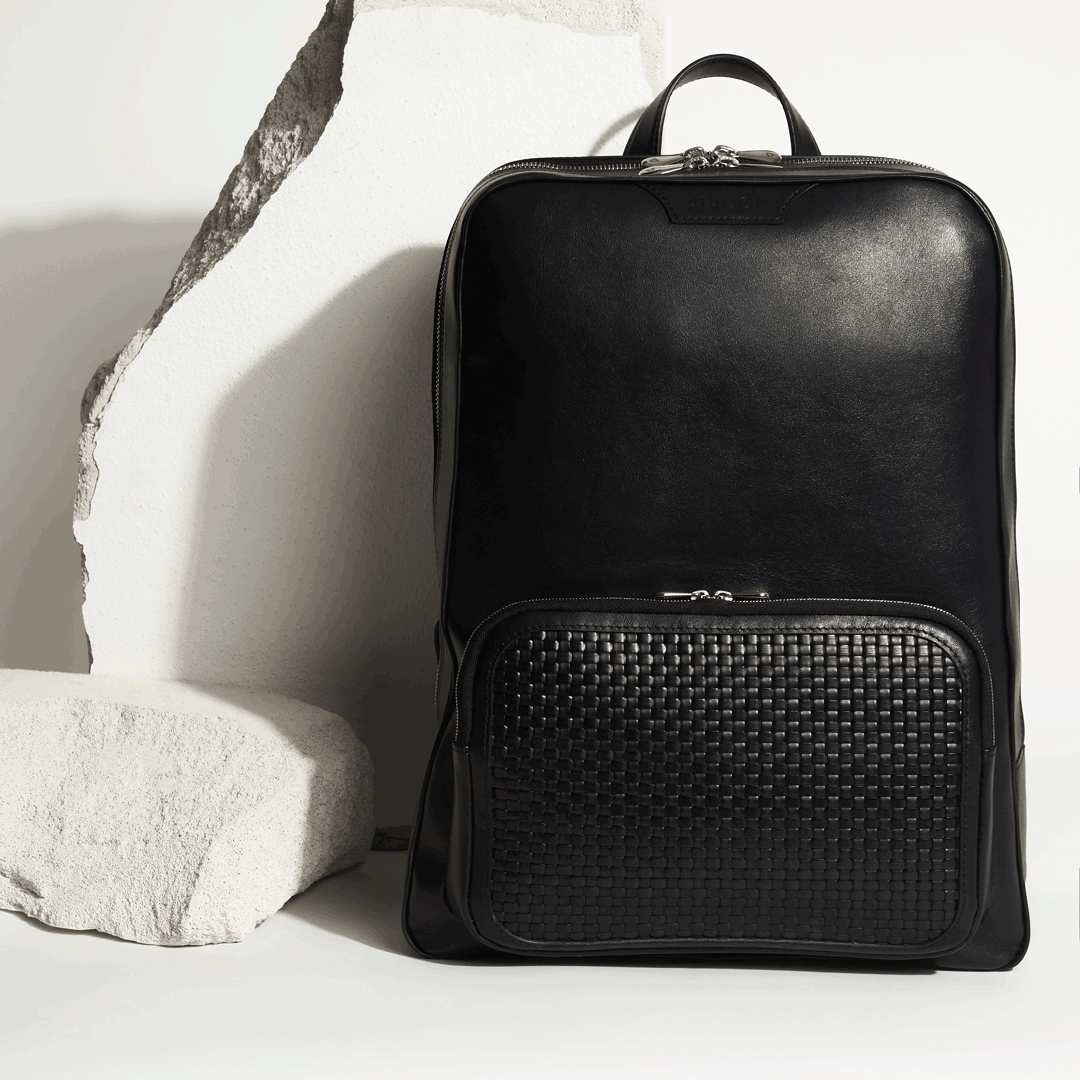 Braided Leather Backpack "Dufour" Black