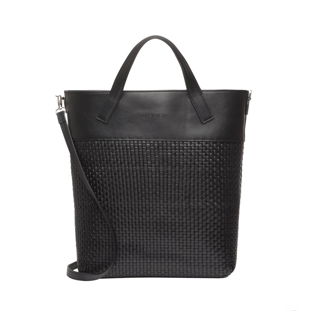 Braided Leather Tote Bag "Morasco" Black