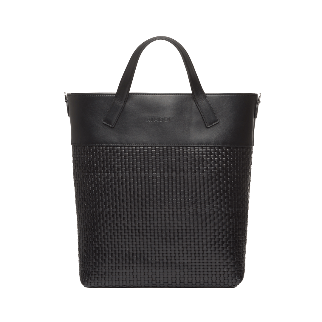 Braided Leather Tote Bag "Morasco" Black