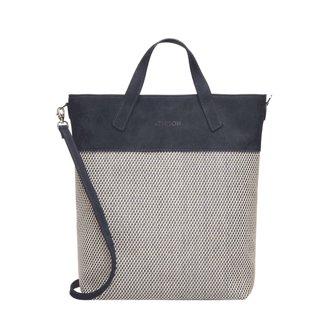 Braided Linen Tote Bag "Morasco" Blue