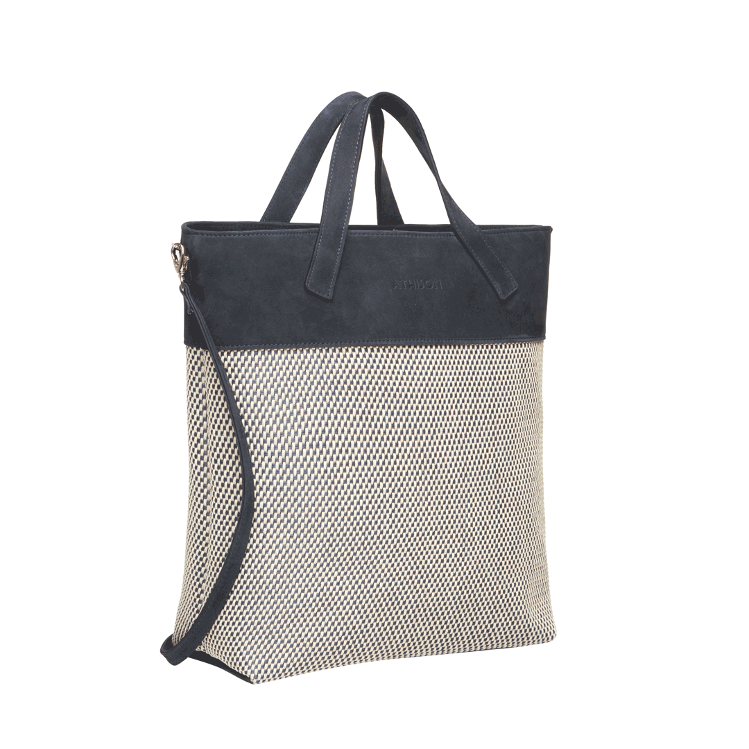 Braided Linen Tote Bag "Morasco" Blue