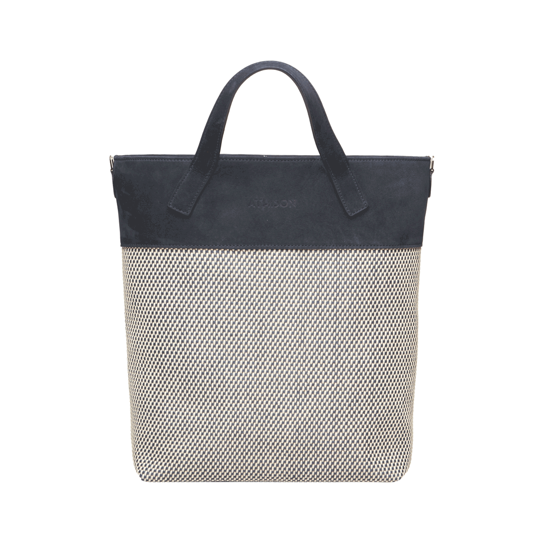 Braided Linen Tote Bag "Morasco" Blue