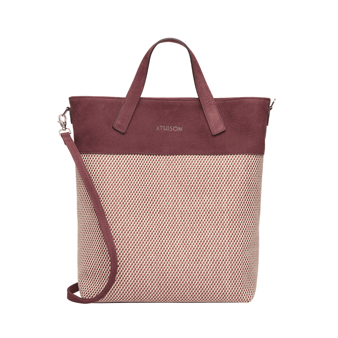 Braided Linen Tote Bag "Morasco" Burgundy