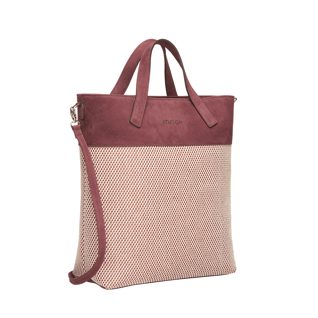 Braided Linen Tote Bag "Morasco" Burgundy