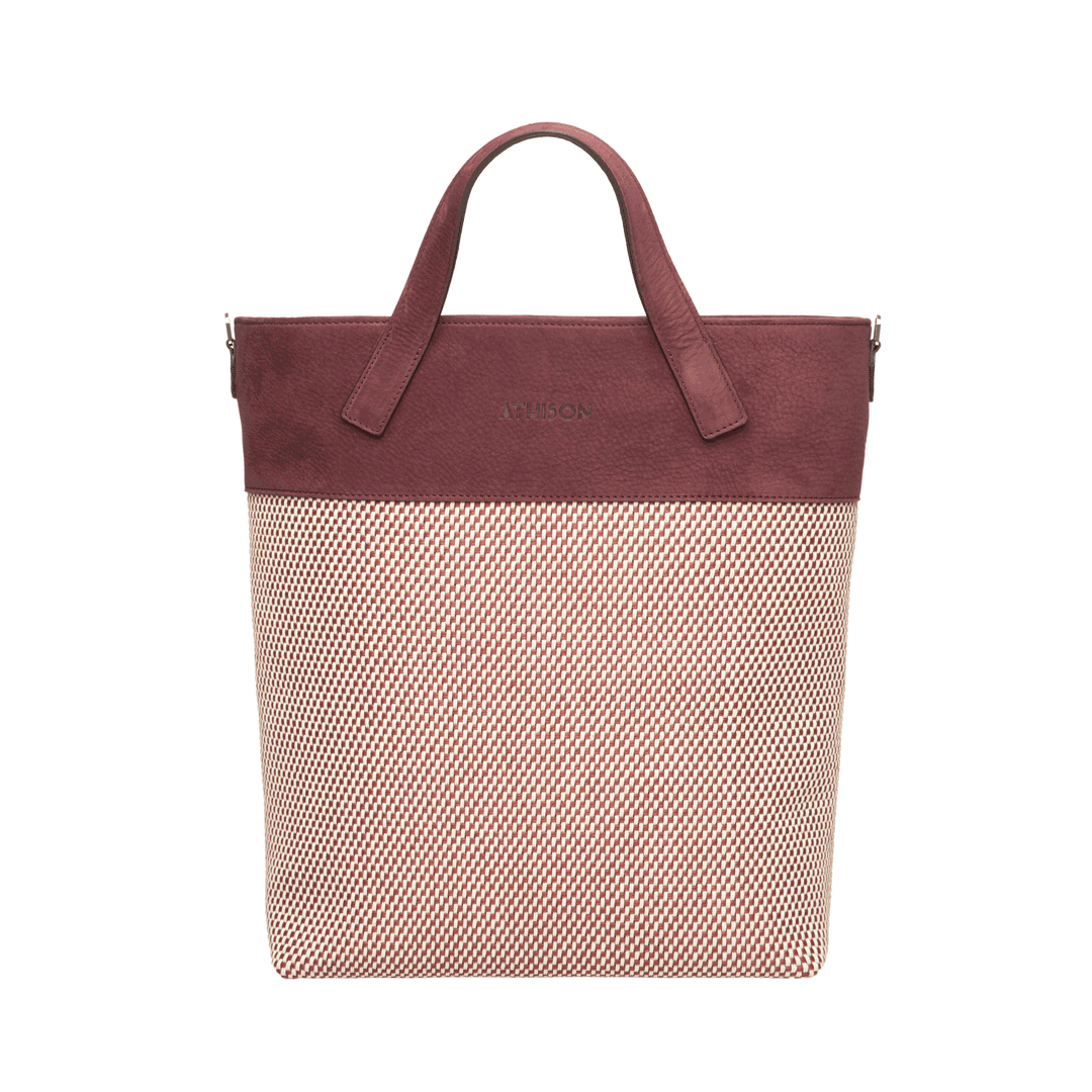 Braided Linen Tote Bag "Morasco" Burgundy