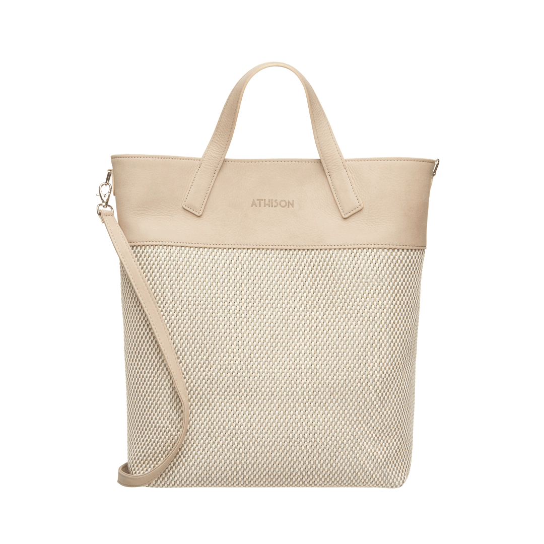 Braided Linen Tote Bag "Morasco" Beige
