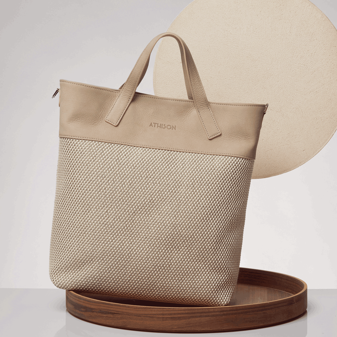 Braided Linen Tote Bag "Morasco" Beige