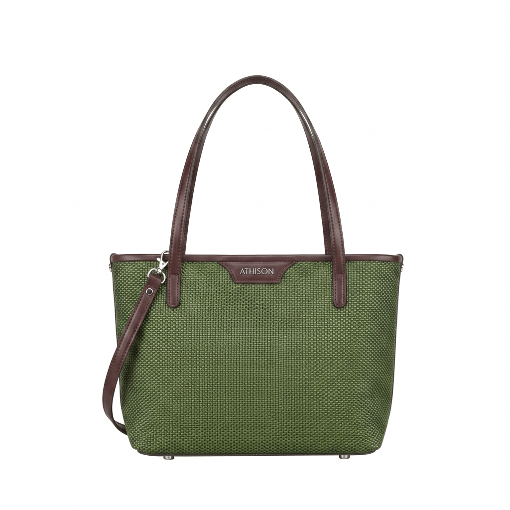 Braided Recycled Leather Handbag “Ban” - Green