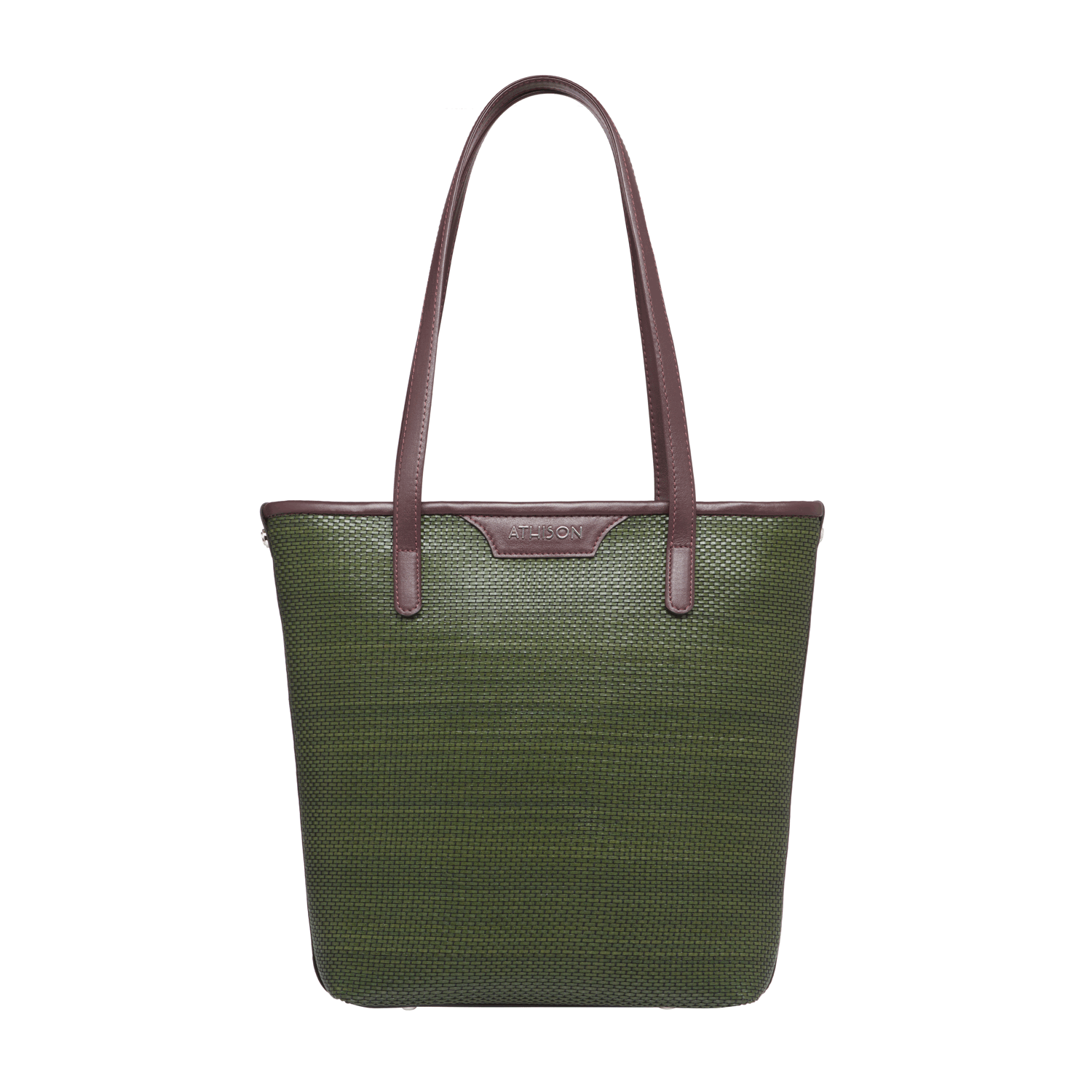 Braided Recycled Leather Shoulder Bag “Ban” Green