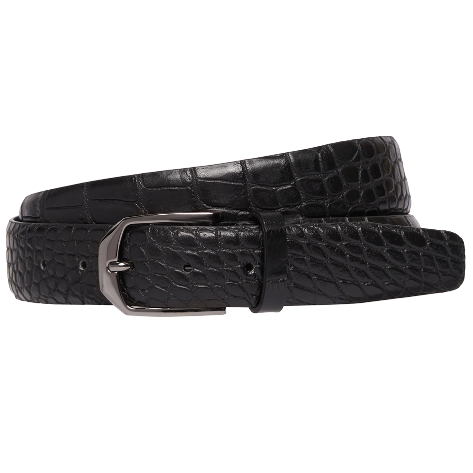 Embossed Crocodile Leather Belt