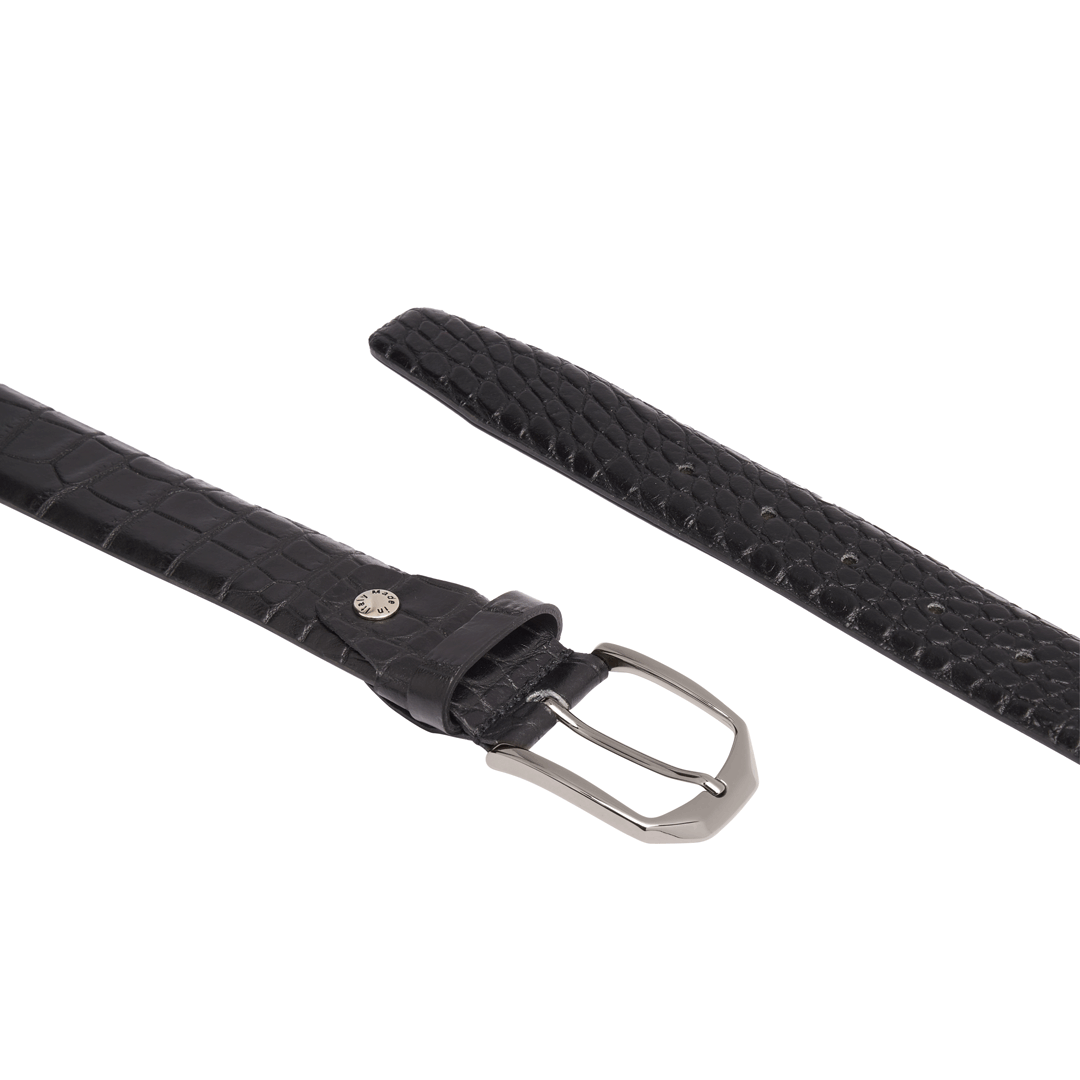 Embossed Crocodile Leather Belt