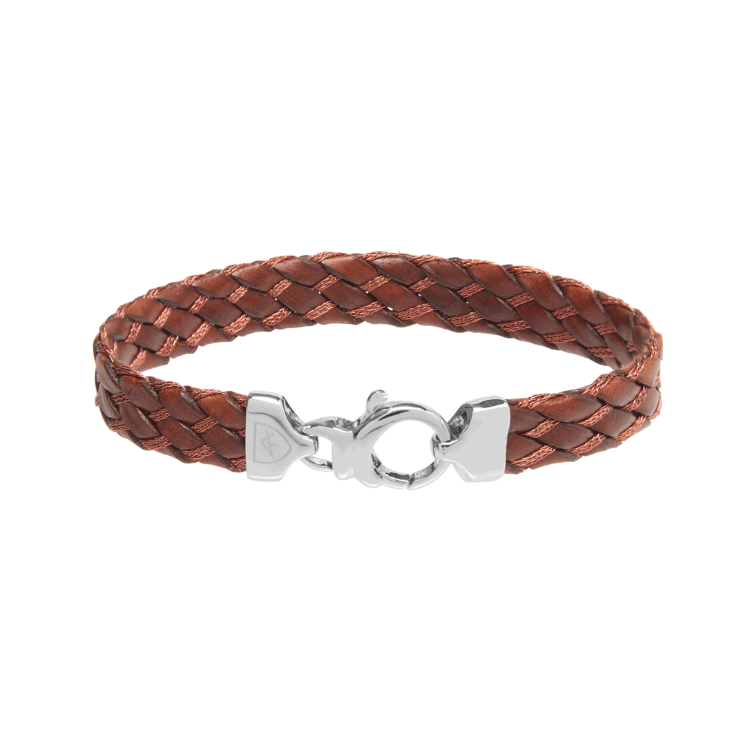 Leather and Copper Bracelet - Light Brown
