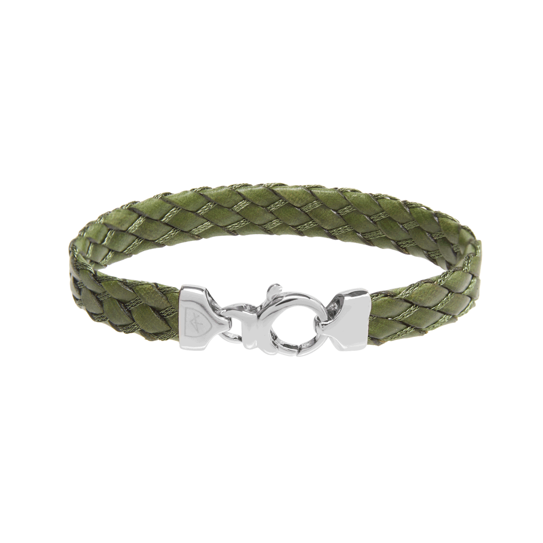 Leather and Copper Bracelet - Green