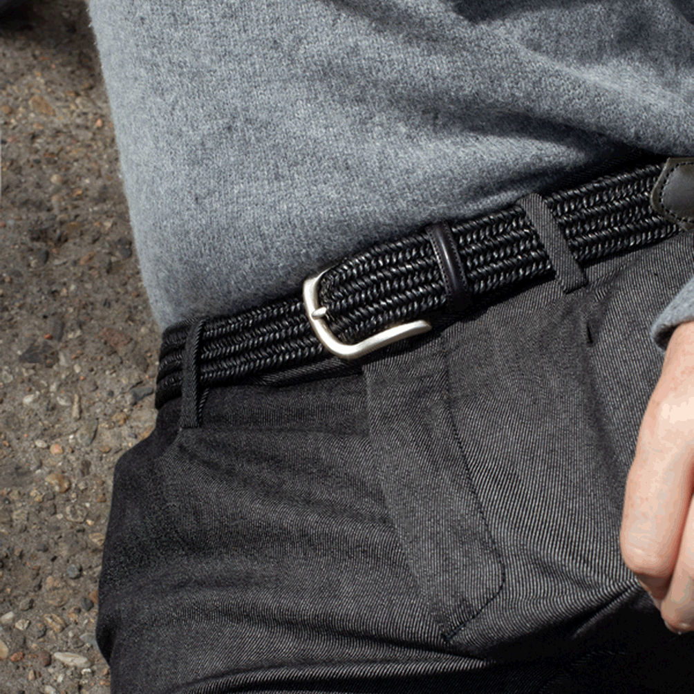 Leather and Cotton Stretch Belt