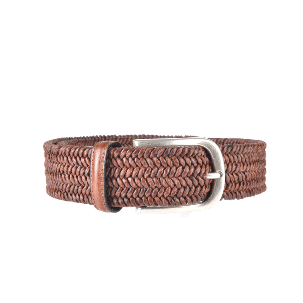 Leather and Cotton Stretch Belt
