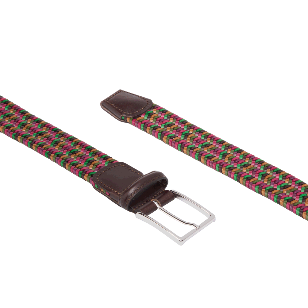 Recycled Leather Stretch Belt Multicolor