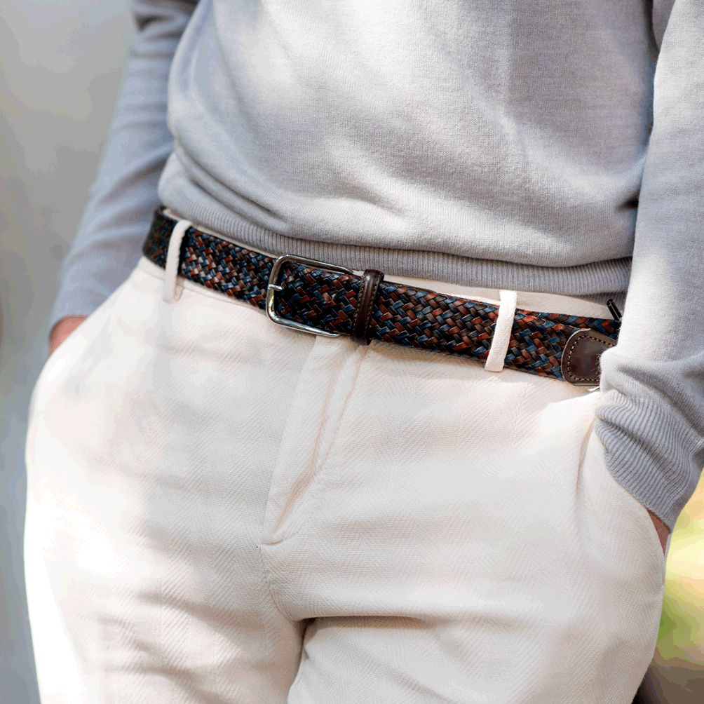 Multicolor Leather Tubular Belt
