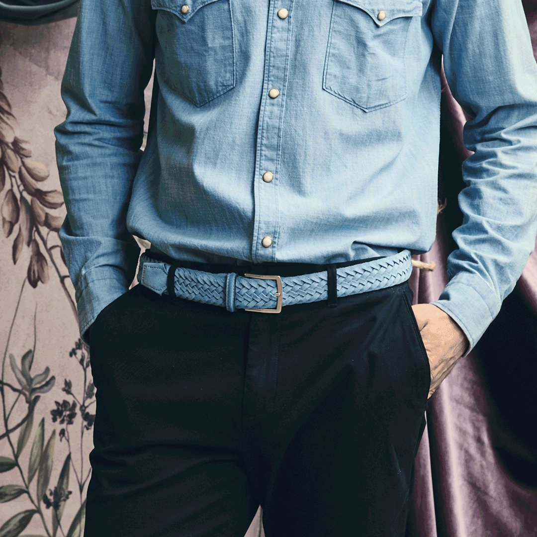 Braided Suede Belt Sea