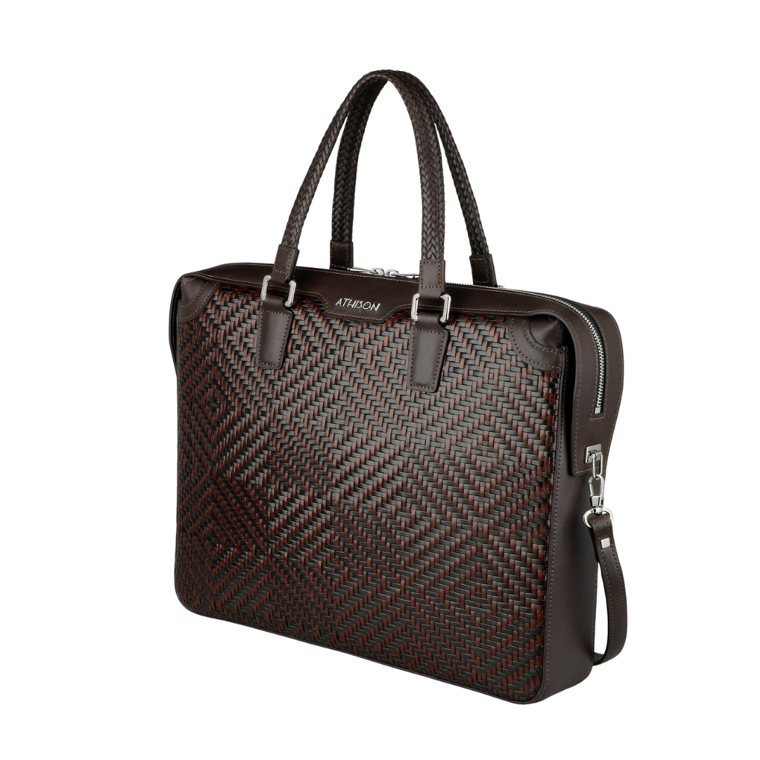 Braided Leather Business Bag "Premia Medium"