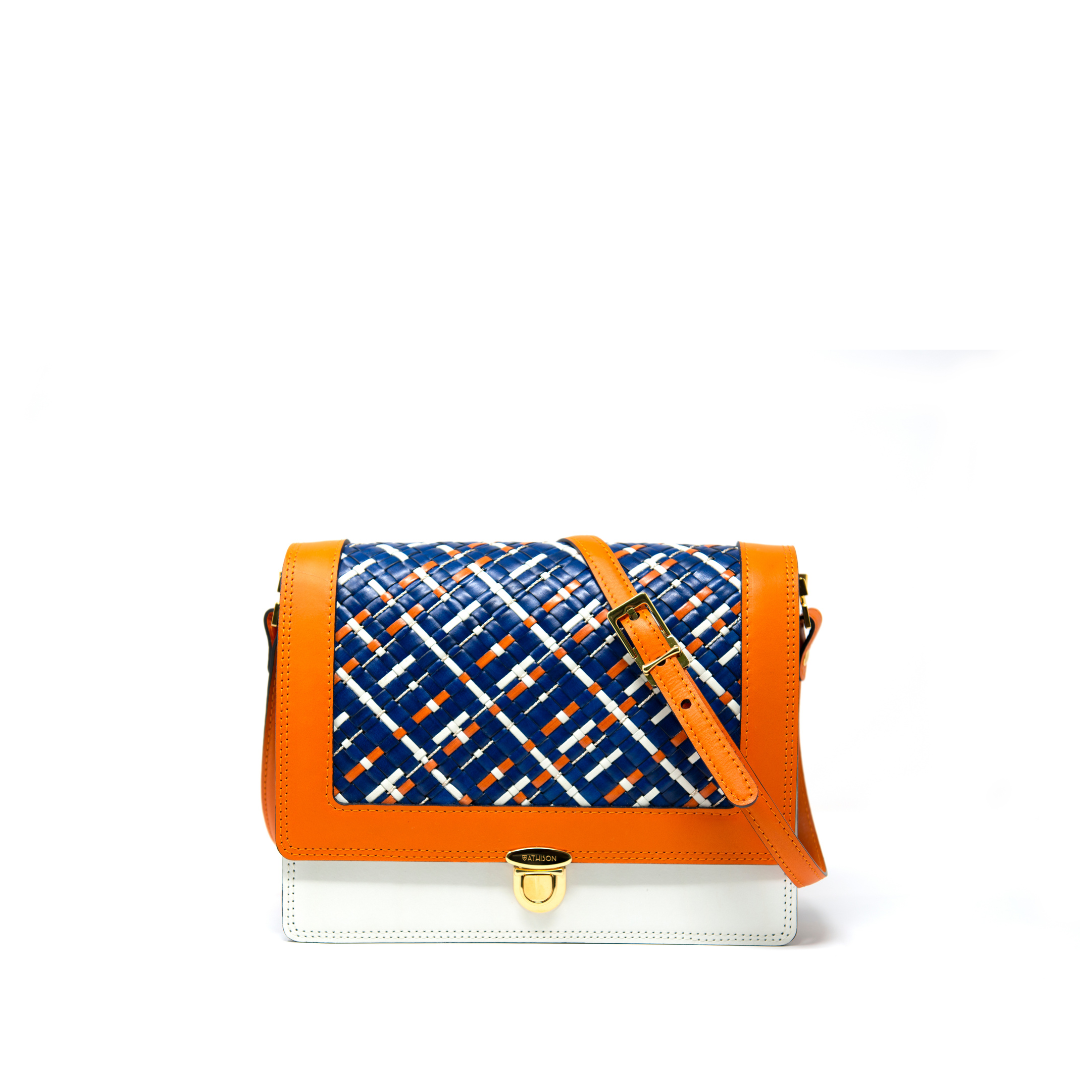 Braided Leather and Copper Crossbody Bag “Quadro” Capri