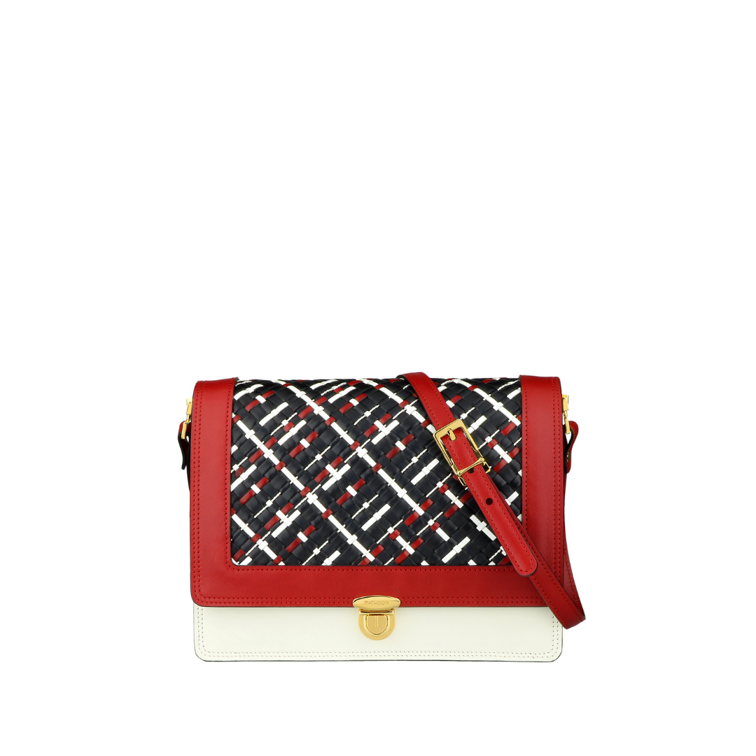 Braided Leather and Copper Crossbody Bag “Quadro”