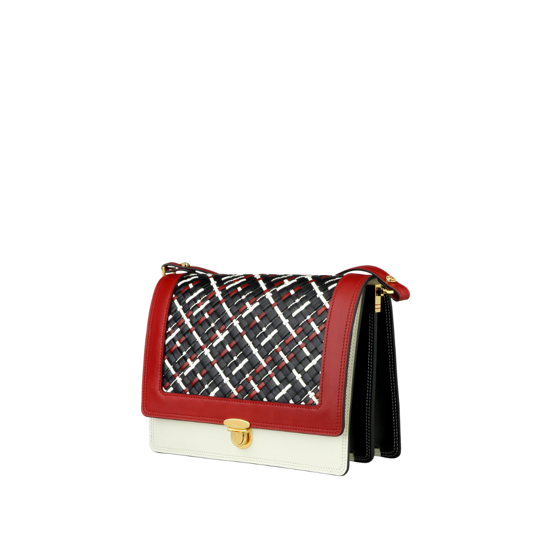 Braided Leather and Copper Crossbody Bag “Quadro”