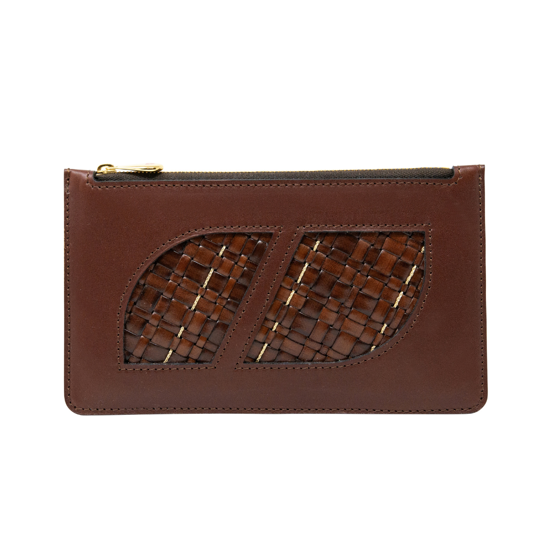 Braided Leather and Copper Flat Pochette
