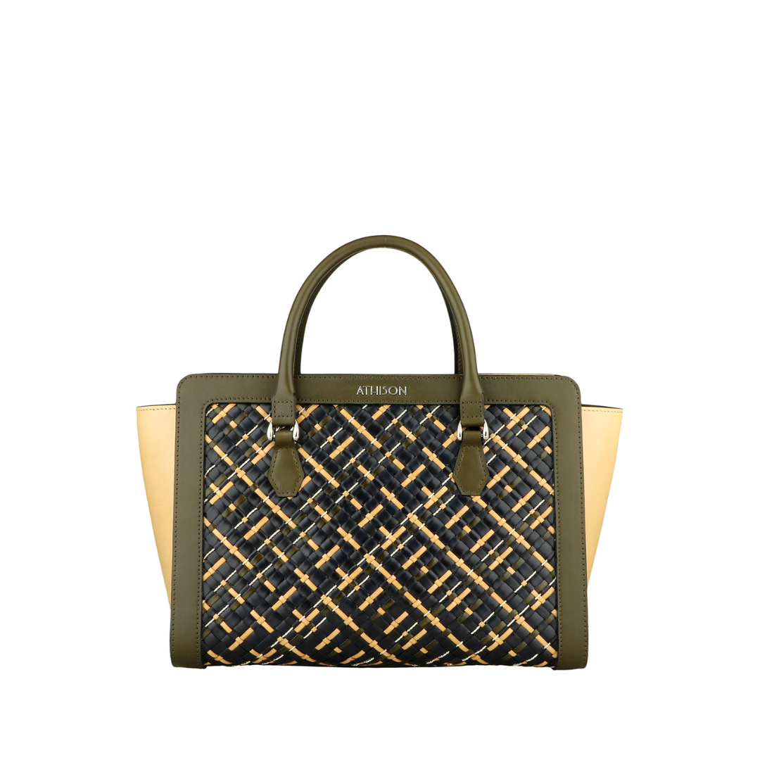 Braided Leather and Copper Handbag "Cistella" Evo