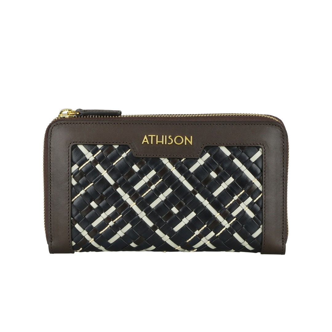 ◆VALLUAT◆ Odin mini walletBrown isbn-8 braided-leather-copper-wallet-