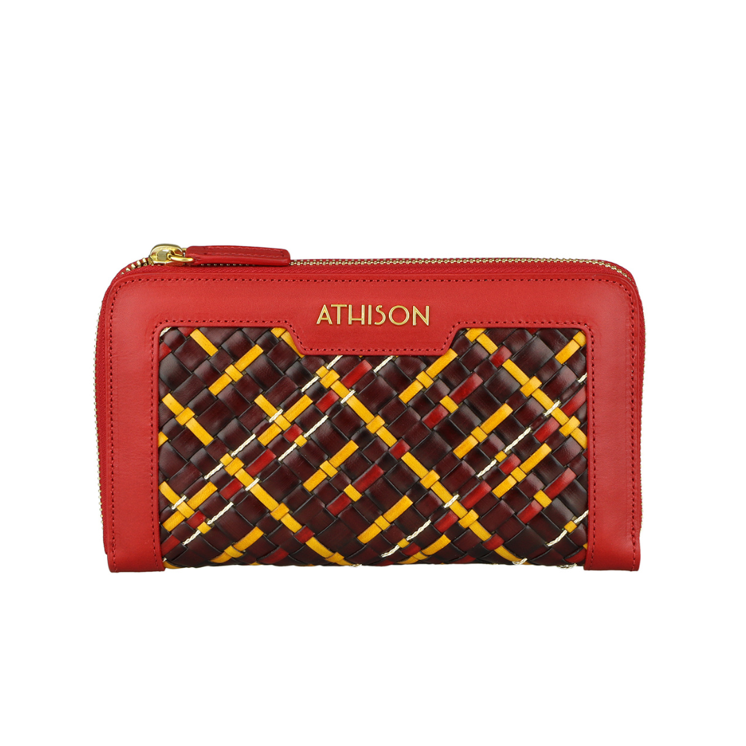 ◆VALLUAT◆ Odin mini walletBrown isbn-8 braided-leather-copper-wallet-