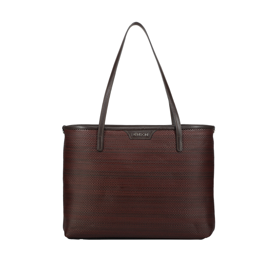 Braided Recycled Leather Shopping Bag "Ban"