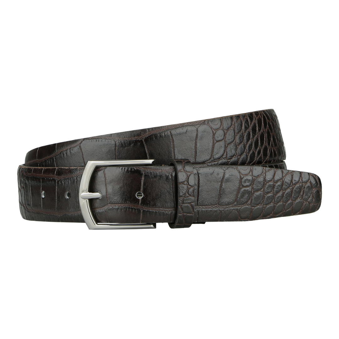 Embossed Crocodile Leather Belt