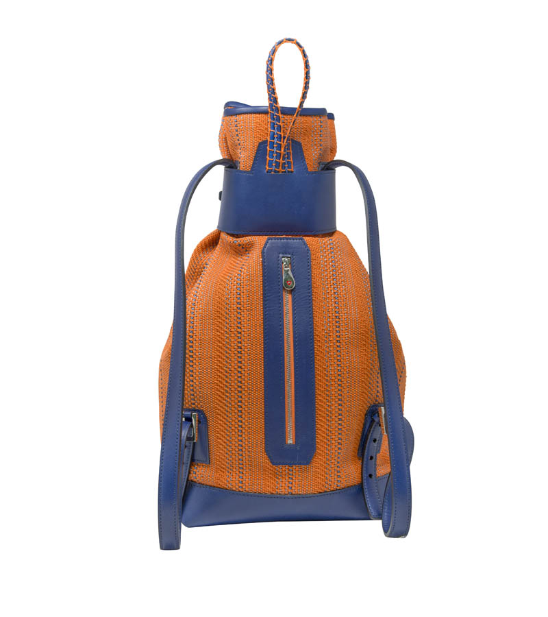 Leather and Braided Cotton Backpack “Veglia”