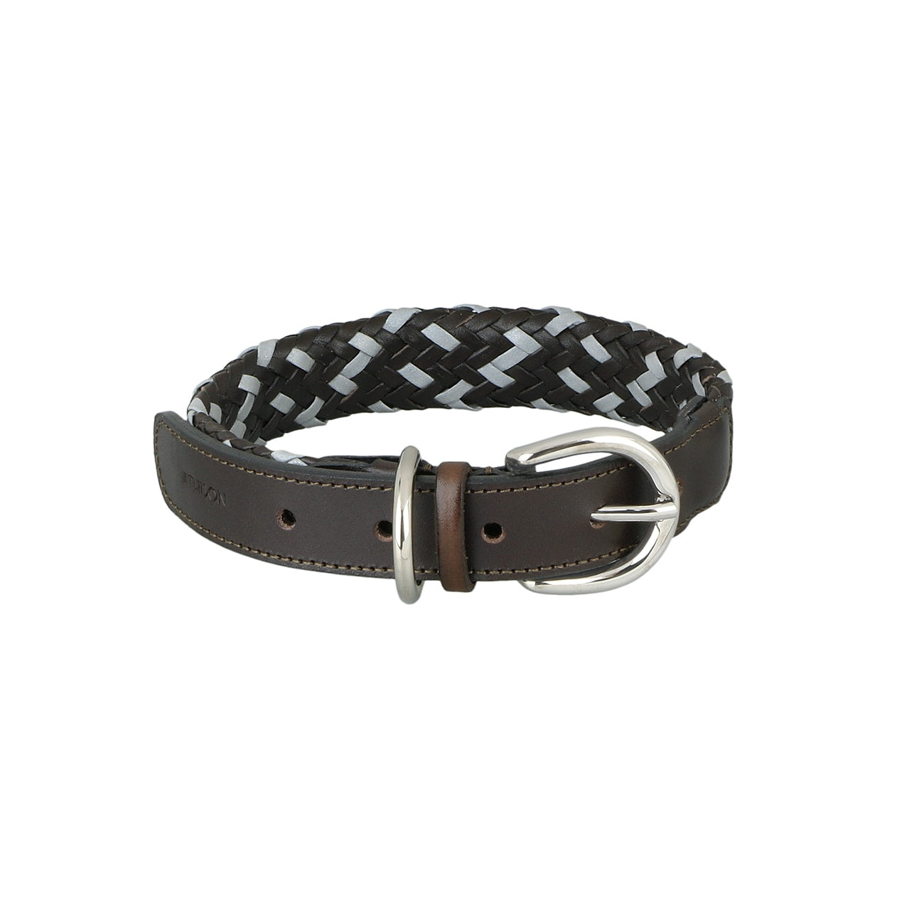 Leather and Reflector Dog Collar - Medium
