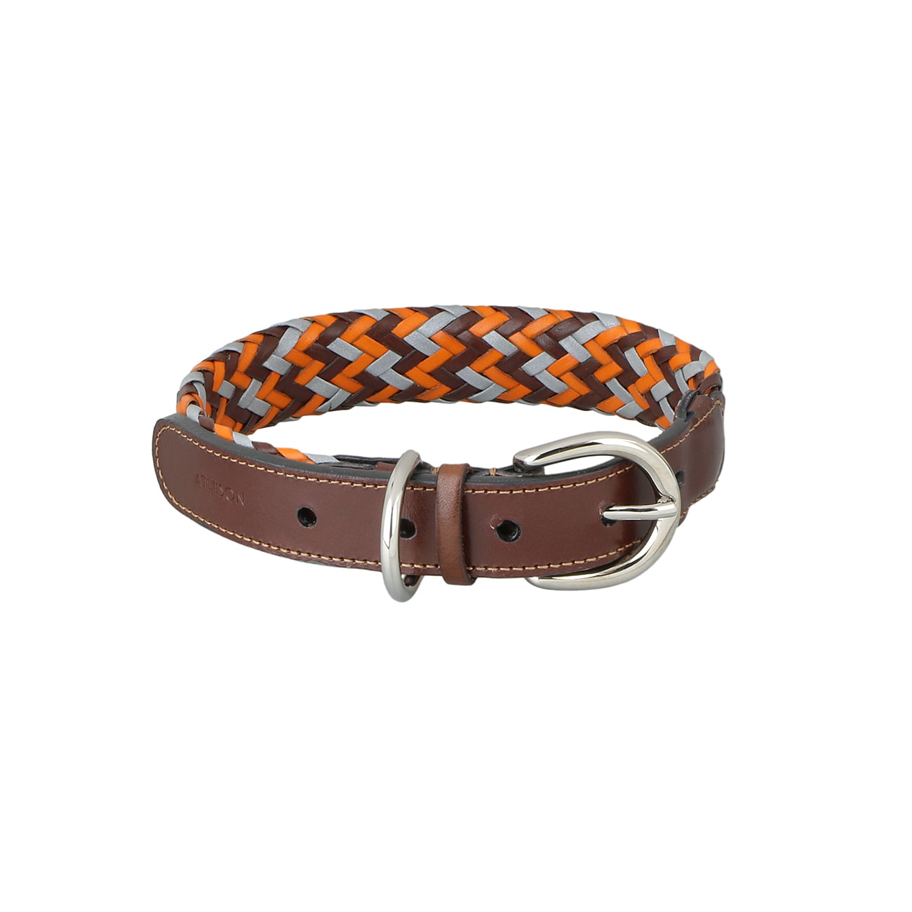 Leather and Reflector Dog Collar - Medium