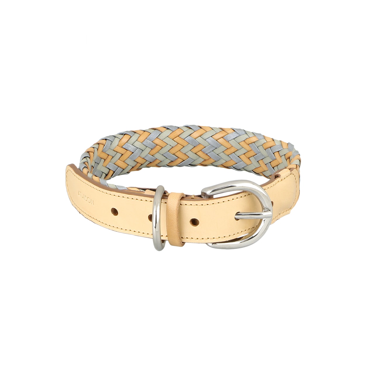 Leather and Reflector Dog Collar - Medium